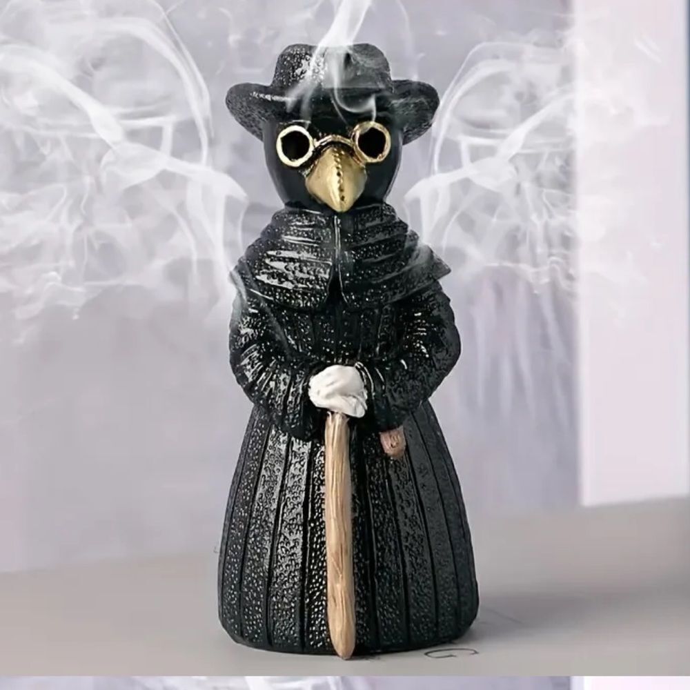 Black Plague Doctor Bird Incense Holder
